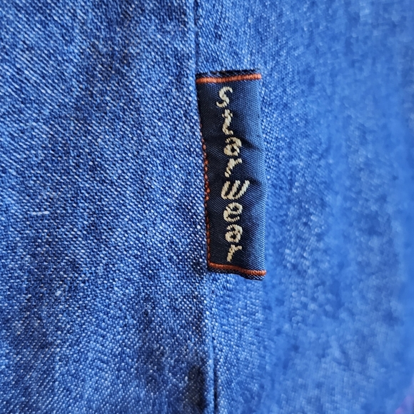 Soft Denim Sleeveless Top Vest Pink Stitching size Large - Picture 6 of 7